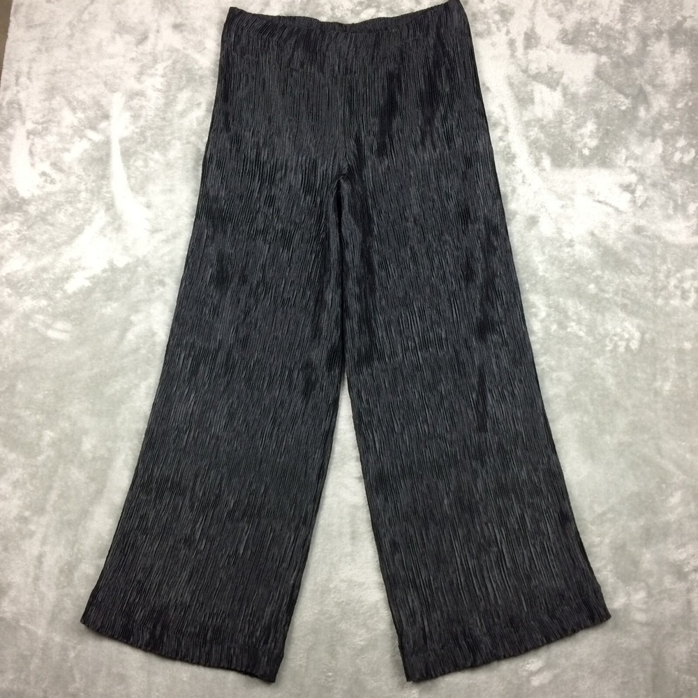 Libra Culottes Womens XL Black Shiny Pleated Crinkle Palazzo Wide Leg Canada